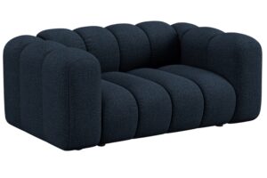 Micadoni Tmavě modr&aacute; boucl&eacute; dvoum&iacute;stn&aacute; pohovka Lupine 170 cm