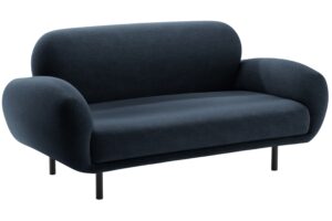 Micadoni Tmavě modr&aacute; boucl&eacute; dvoum&iacute;stn&aacute; pohovka Poppy 148 cm