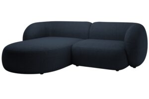 Micadoni Tmavě modr&aacute; boucl&eacute; rohov&aacute; pohovka Kate 255 cm