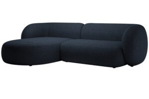 Micadoni Tmavě modr&aacute; boucl&eacute; rohov&aacute; pohovka Kate 285 cm