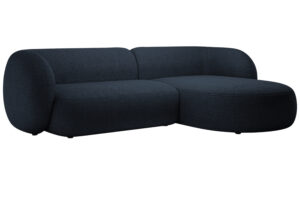 Micadoni Tmavě modr&aacute; boucl&eacute; rohov&aacute; pohovka Kate 285 cm