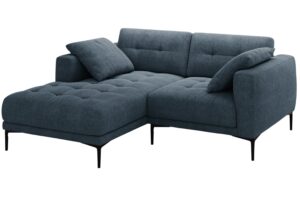 Micadoni Tmavě modr&aacute; čalouněn&aacute; rohov&aacute; pohovka Bemy 205 cm