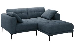 Micadoni Tmavě modr&aacute; čalouněn&aacute; rohov&aacute; pohovka Bemy 205 cm
