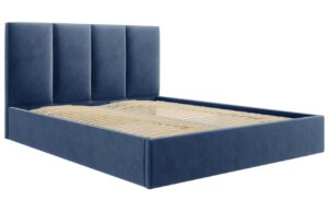 Micadoni Tmavě modr&aacute; dvoulůžkov&aacute; postel Pyla 160 x 200 cm s &uacute;ložn&yacute;m prostorem