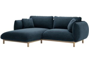 Micadoni Tmavě modr&aacute; rohov&aacute; pohovka Ada 214 cm