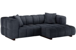 Micadoni Tmavě modr&aacute; rozkl&aacute;dac&iacute; pohovka Puma 260 cm