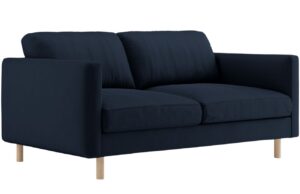 Micadoni Tmavě modr&aacute; sametov&aacute; dvoum&iacute;stn&aacute; pohovka Eden 146 cm