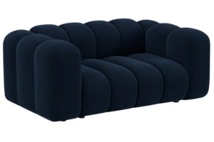 Micadoni Tmavě modr&aacute; sametov&aacute; dvoum&iacute;stn&aacute; pohovka Lupine 170 cm