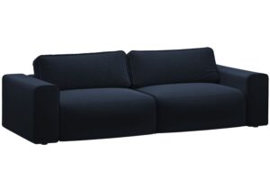 Micadoni Tmavě modr&aacute; sametov&aacute; rozkl&aacute;dac&iacute; pohovka Victor 246 cm