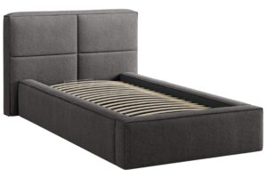 Micadoni Tmavě &scaron;ed&aacute; boucl&eacute; jednolůžkov&aacute; postel Darren 90 x 200 cm s &uacute;ložn&yacute;m prostorem