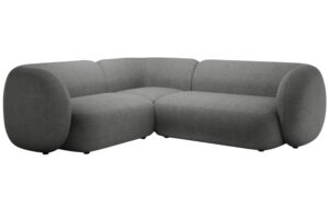 Micadoni Tmavě &scaron;ed&aacute; boucl&eacute; rohov&aacute; pohovka Kate 252 cm