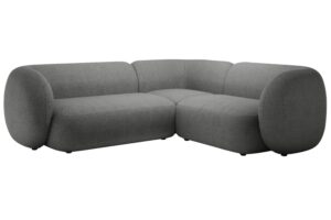 Micadoni Tmavě &scaron;ed&aacute; boucl&eacute; rohov&aacute; pohovka Kate 252 cm