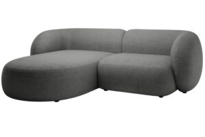 Micadoni Tmavě &scaron;ed&aacute; boucl&eacute; rohov&aacute; pohovka Kate 255 cm