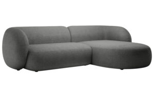 Micadoni Tmavě &scaron;ed&aacute; boucl&eacute; rohov&aacute; pohovka Kate 285 cm