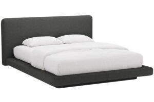 Micadoni Tmavě &scaron;ed&aacute; dvoulůžkov&aacute; postel Linea 140 x 200 cm