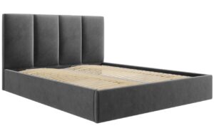 Micadoni Tmavě &scaron;ed&aacute; dvoulůžkov&aacute; postel Pyla 160 x 200 cm s &uacute;ložn&yacute;m prostorem