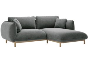 Micadoni Tmavě &scaron;ed&aacute; rohov&aacute; pohovka Ada 214 cm