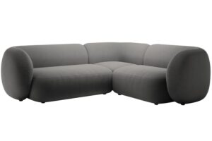 Micadoni Tmavě &scaron;ed&aacute; sametov&aacute; rohov&aacute; pohovka Kate 252 cm