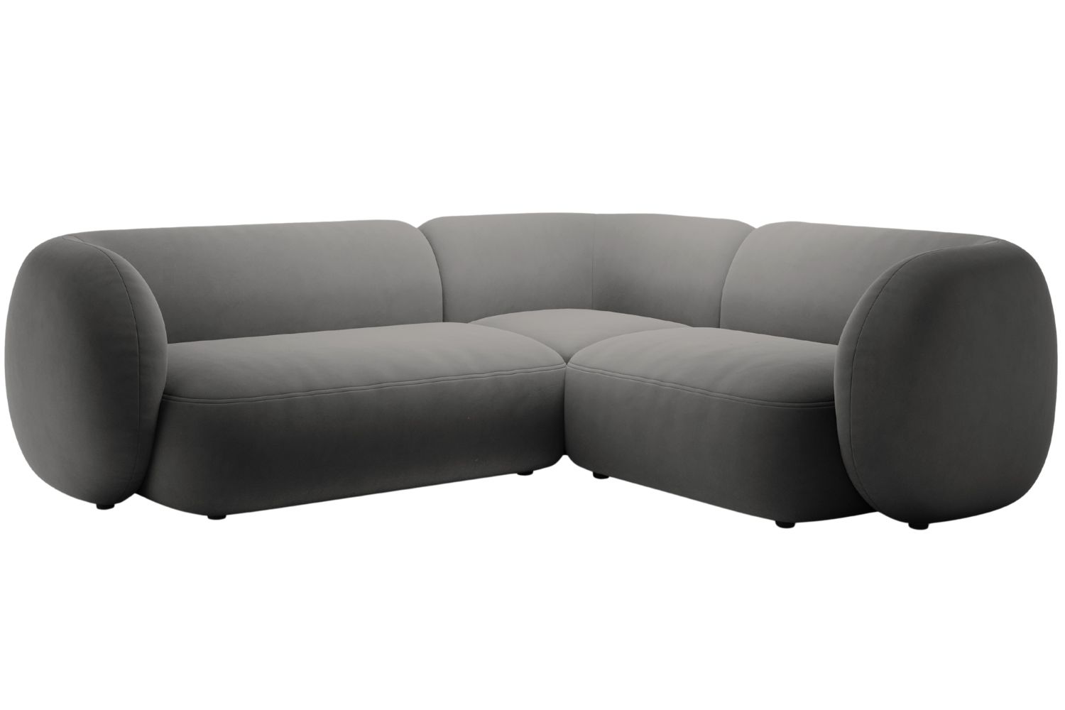 Micadoni Tmavě šedá sametová rohová pohovka Kate 252 cm