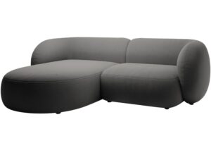 Micadoni Tmavě &scaron;ed&aacute; sametov&aacute; rohov&aacute; pohovka Kate 255 cm