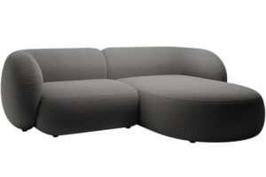 Micadoni Tmavě &scaron;ed&aacute; sametov&aacute; rohov&aacute; pohovka Kate 255 cm