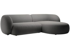 Micadoni Tmavě &scaron;ed&aacute; sametov&aacute; rohov&aacute; pohovka Kate 285 cm