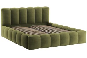 Micadoni Zelen&aacute; boucl&eacute; dvoulůžkov&aacute; postel Lupine 180 x 200 cm s &uacute;ložn&yacute;m prostorem