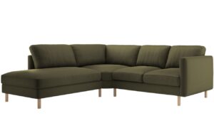 Micadoni Zelen&aacute; sametov&aacute; rohov&aacute; pohovka Eden 267 cm