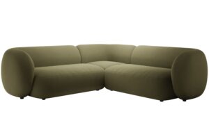 Micadoni Zelen&aacute; sametov&aacute; rohov&aacute; pohovka Kate 252 cm