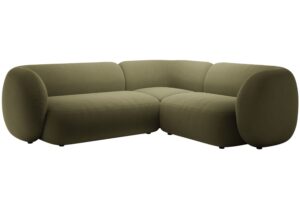 Micadoni Zelen&aacute; sametov&aacute; rohov&aacute; pohovka Kate 252 cm