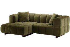 Micadoni Zelen&aacute; sametov&aacute; rozkl&aacute;dac&iacute; pohovka Puma 260 cm