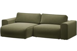 Micadoni Zelen&aacute; sametov&aacute; rozkl&aacute;dac&iacute; pohovka Victor 246 cm