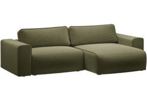 Micadoni Zelen&aacute; sametov&aacute; rozkl&aacute;dac&iacute; pohovka Victor 246 cm