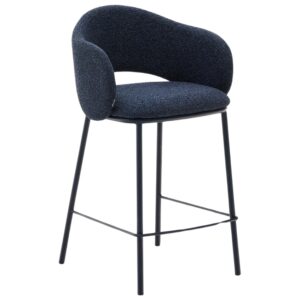 Modr&aacute; čalouněn&aacute; barov&aacute; židle Kave Home Maina 65 cm