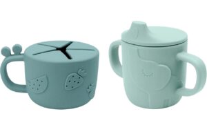 Modr&aacute; dětsk&aacute; j&iacute;deln&iacute; sada Done by Deer Peekaboo Deer friends II.