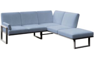 Modr&aacute; rohov&aacute; zahradn&iacute; pohovka MESONICA Soledo s antracitovou podnož&iacute; 216 cm