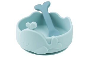 Modr&aacute; silikonov&aacute; miska se lžičkou Done by Deer Wally