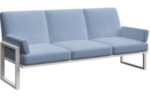 Modr&aacute; tř&iacute;m&iacute;stn&aacute; zahradn&iacute; pohovka MESONICA Soledo s b&iacute;lou podnož&iacute; 205 cm