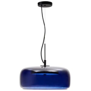 Modr&eacute; skleněn&eacute; z&aacute;věsn&eacute; LED světlo Kave Home Reig 38 cm