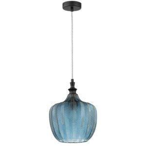 Modr&eacute; skleněn&eacute; z&aacute;věsn&eacute; světlo Nova Luce Loni 24 cm