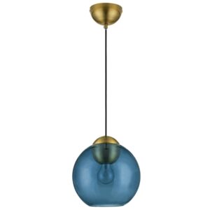 Modr&eacute; skleněn&eacute; z&aacute;věsn&eacute; světlo Nova Luce Midori 24 cm