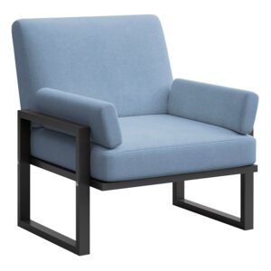 Modr&eacute; zahradn&iacute; křeslo MESONICA Soledo s antracitovou podnož&iacute;