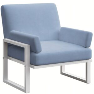 Modr&eacute; zahradn&iacute; křeslo MESONICA Soledo s b&iacute;lou podnož&iacute;