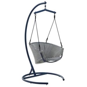 Modr&eacute; z&aacute;věsn&eacute; křeslo s konstrukc&iacute; Kave Home Saliga