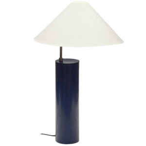 Modro b&iacute;l&aacute; kovov&aacute; stoln&iacute; lampa Kave Home Shiva 42 cm