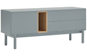 Modro&scaron;ed&yacute; lakovan&yacute; dubov&yacute; TV stolek Teulat Corvo 140 x 40 cm