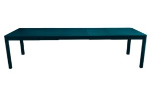 Modr&yacute; kovov&yacute; rozkl&aacute;dac&iacute; zahradn&iacute; stůl Fermob Ribambelle 149/299 x 100 cm