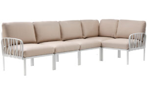 Nardi B&eacute;žov&aacute; l&aacute;tkov&aacute; zahradn&iacute; rohov&aacute; pohovka Komodo II. s b&iacute;lou podnož&iacute; 294 cm