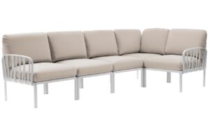 Nardi B&eacute;žov&aacute; l&aacute;tkov&aacute; zahradn&iacute; rohov&aacute; pohovka Komodo s b&iacute;lou podnož&iacute; 294 cm