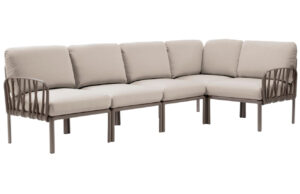 Nardi B&eacute;žov&aacute; l&aacute;tkov&aacute; zahradn&iacute; rohov&aacute; pohovka Komodo s hnědo&scaron;edou podnož&iacute; 294 cm